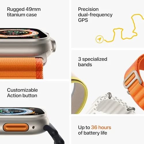 Apple Watch Ultra [GPS + Cellular 49mm] Titanium Case with Green Alpine Loop, Small | Rugged, Durable, Adventure-Ready thumbnail 7