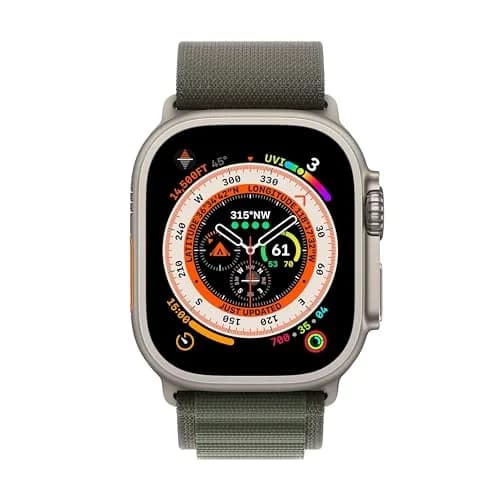Apple Watch Ultra [GPS + Cellular 49mm] Titanium Case with Green Alpine Loop, Small | Rugged Smartwatch for Exploration - view 4