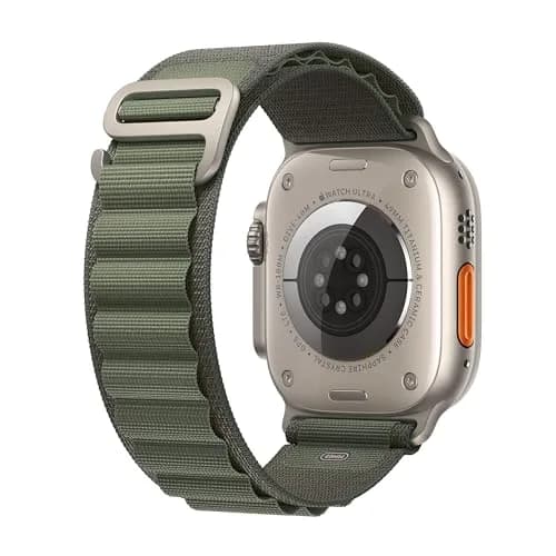 Apple Watch Ultra [GPS + Cellular 49mm] Titanium Case with Green Alpine Loop, Small | Rugged Smartwatch for Exploration - view 7