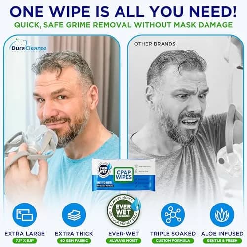 Dura Cleanse CPAP Wipes XL & Moist Unscented CPAP Cleaner 312 Count | Gentle & Effective CPAP Mask Cleaning thumbnail 4