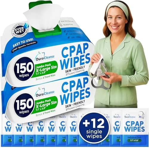 Dura Cleanse CPAP Wipes XL & Moist Unscented CPAP Cleaner 312 Count | Gentle & Effective CPAP Mask Cleaning thumbnail 1