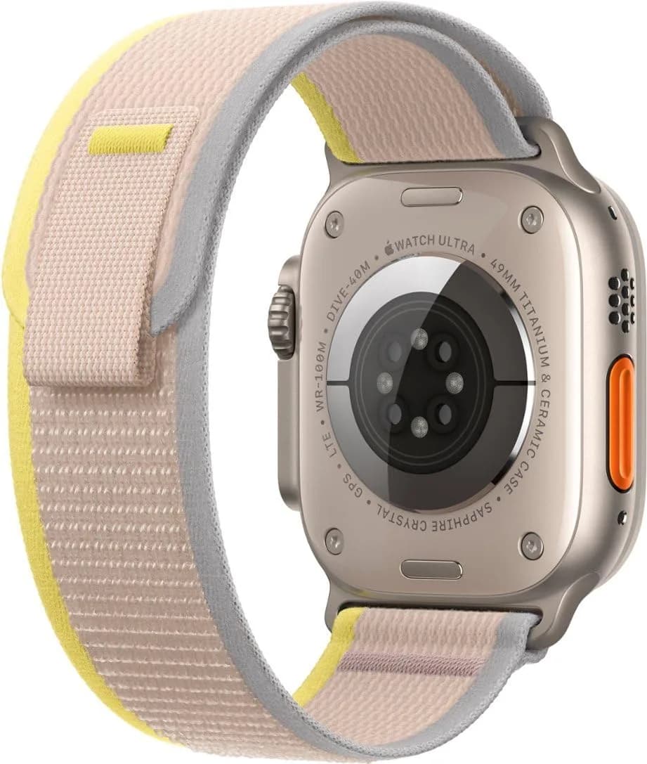 Apple Watch Ultra [GPS + Cellular 49mm] Titanium Case with Yellow/Beige Trail Loop, S/M | USA Import - view 3