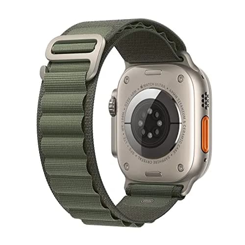 Apple Watch Ultra [GPS + Cellular 49mm] Titanium Case with Green Alpine Loop, Large | Rugged, Durable, Long Battery Life thumbnail 3