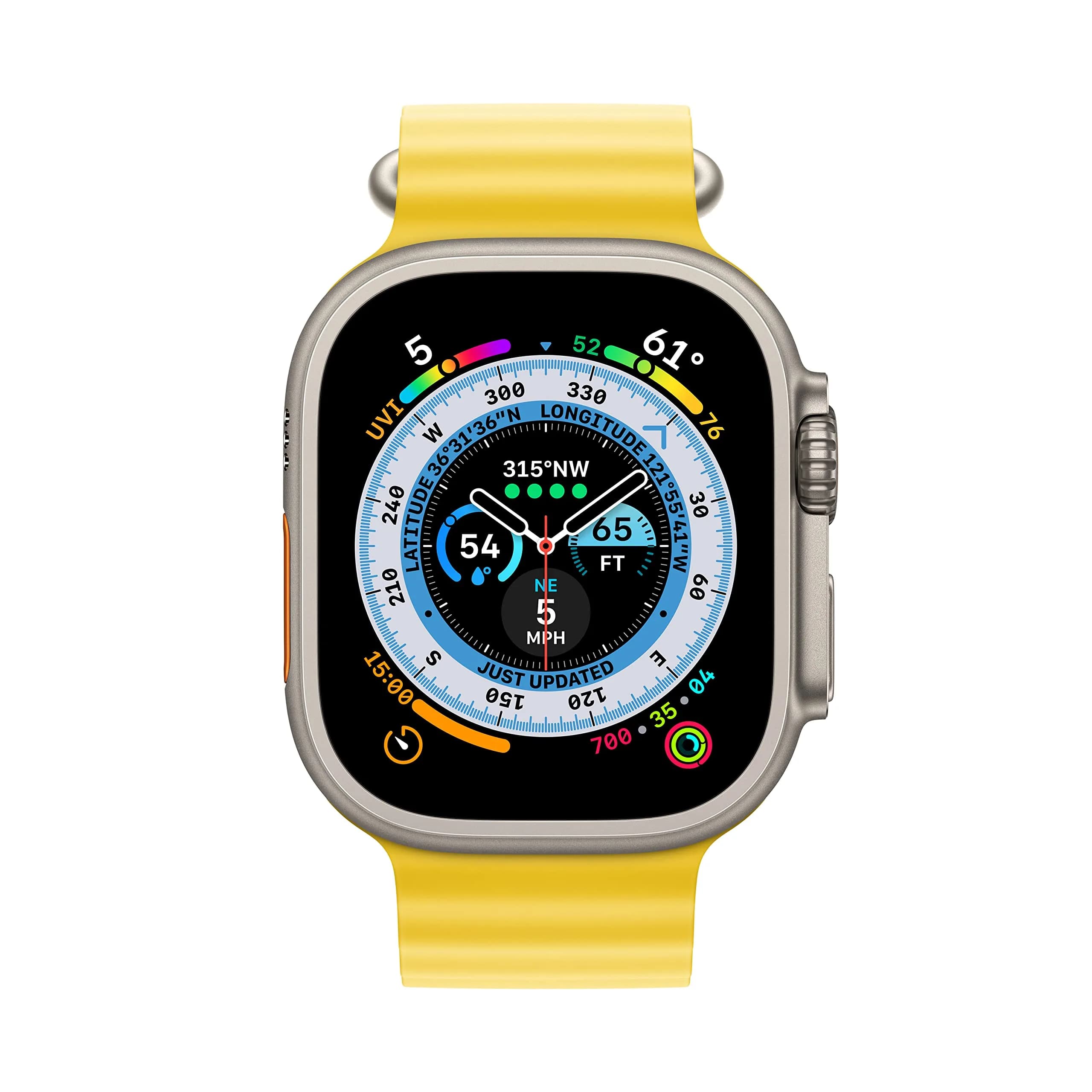 Apple Watch Ultra [GPS + Cellular 49mm] Titanium Case Yellow Ocean Band, One Size | Renewed Smartwatch with 36-Hour Battery - view 2