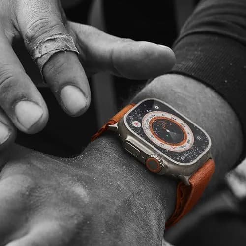 Apple Watch Ultra [GPS + Cellular 49mm] Titanium Case with Starlight Alpine Loop, Med | Rugged Smartwatch for Exploration thumbnail 5
