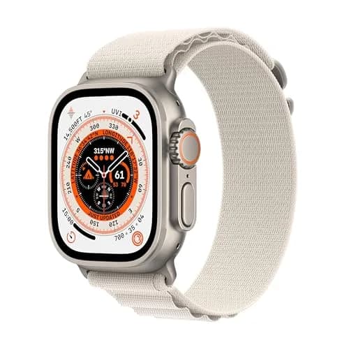 Apple Watch Ultra [GPS + Cellular 49mm] Titanium Case with Starlight Alpine Loop, Med | Rugged Smartwatch for Exploration thumbnail 1