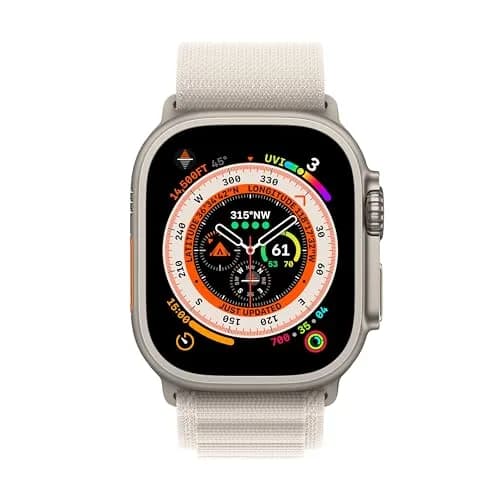 Apple Watch Ultra [GPS + Cellular 49mm] Titanium Case with Starlight Alpine Loop, Med | Rugged Smartwatch for Exploration thumbnail 2