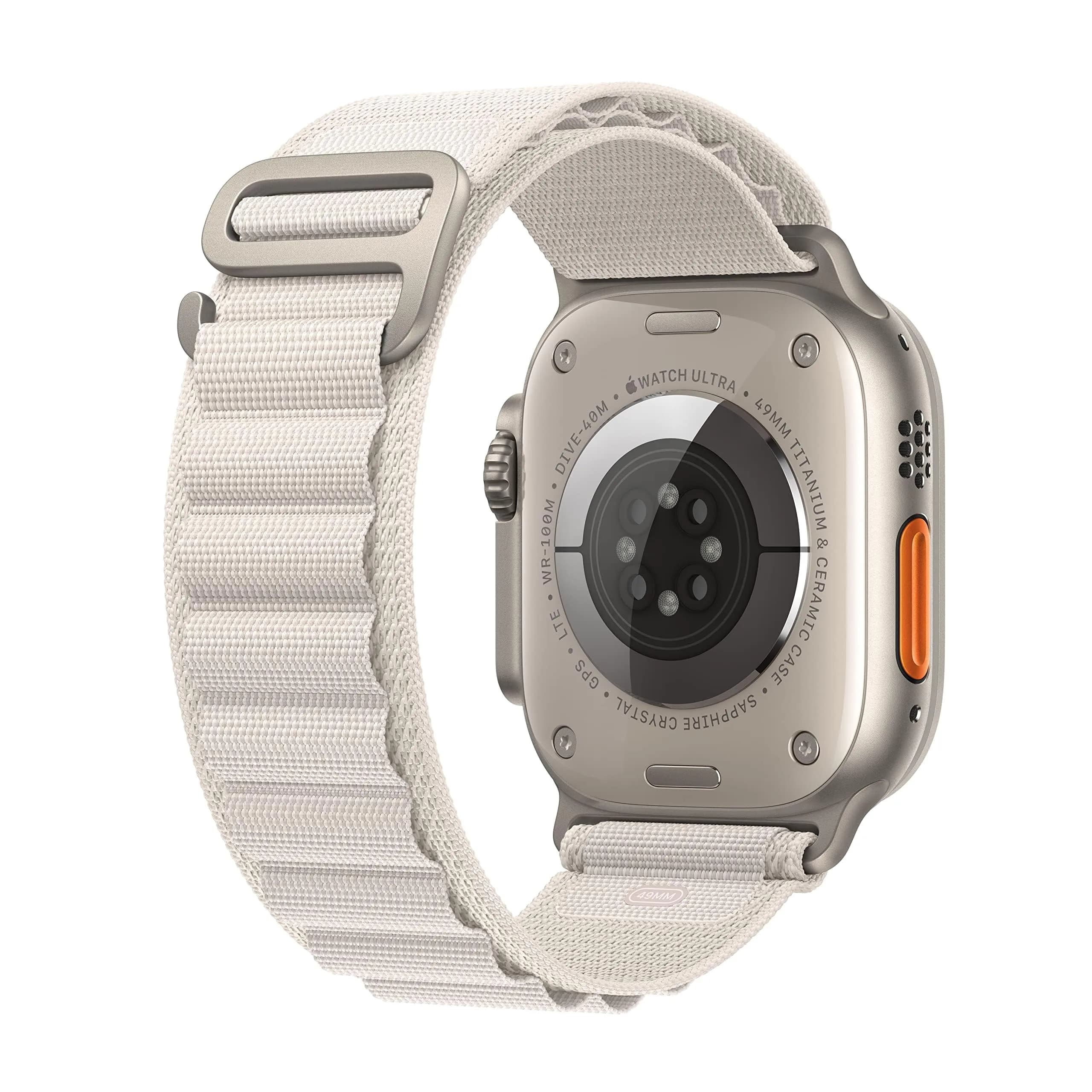Apple Watch Ultra [GPS + Cellular 49mm] Titanium Case with Starlight Alpine Loop, Med | Rugged Smartwatch for Exploration - view 3