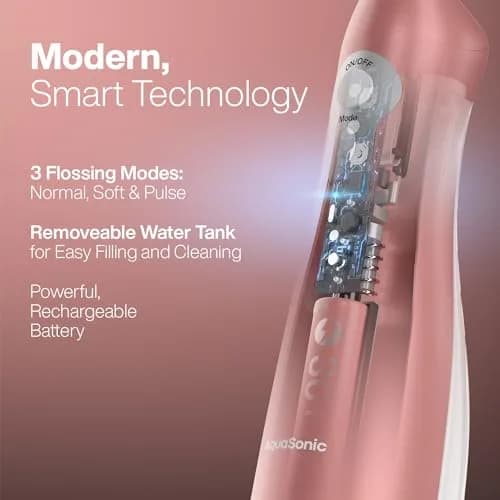 AquaSonic Water Flosser Cordless Rechargeable Oral Irrigator with 5 Jet Tips & Travel Bag | Waterproof Deep Cleaning for Teeth & Gums thumbnail 2