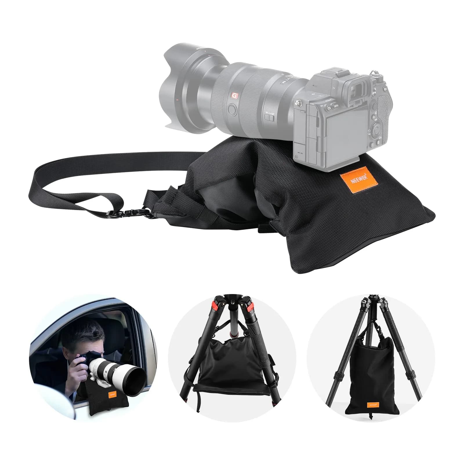 NEEWER Sandbag for Photography 15.5"x9.4" Foldable Handheld Storage Bag with Shoulder Strap Heavy Duty Polyester Support & Stabilizer