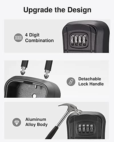 Puroma Outdoor Key Lock Box 4-Digit Combination Lockbox with Shackle | Weatherproof Aluminum Alloy thumbnail 4