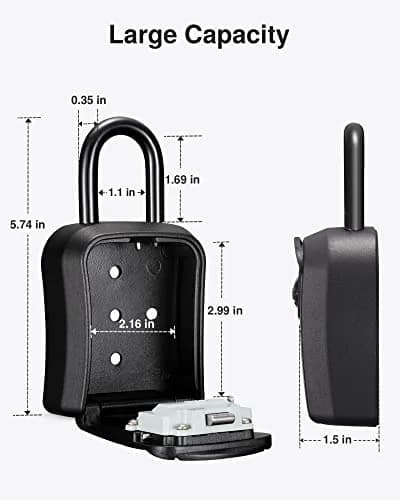 Puroma Outdoor Key Lock Box 4-Digit Combination Lockbox with Shackle | Weatherproof Aluminum Alloy thumbnail 6