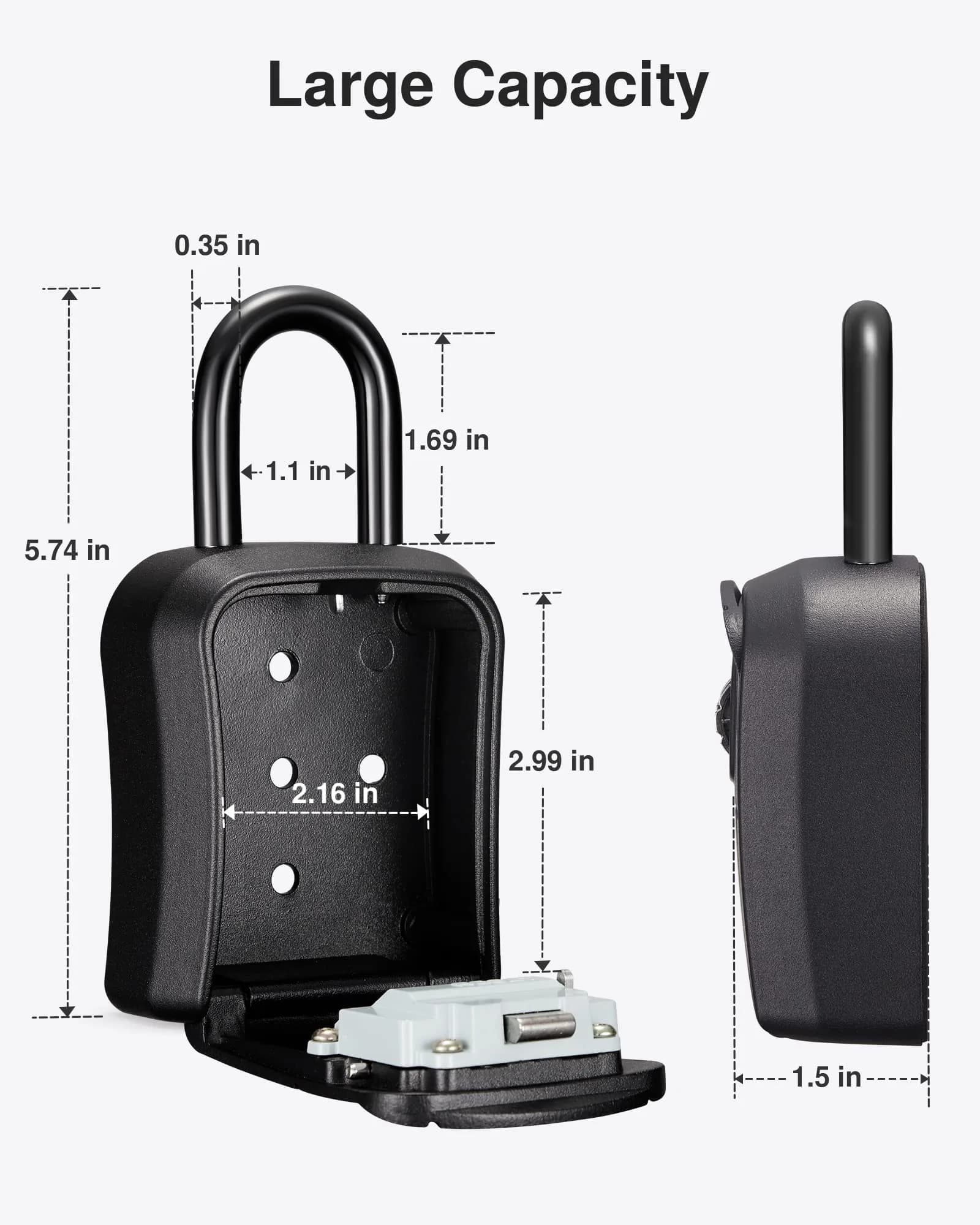 Puroma Outdoor Key Lock Box 4-Digit Combination Lockbox with Shackle | Weatherproof Aluminum Alloy - view 6
