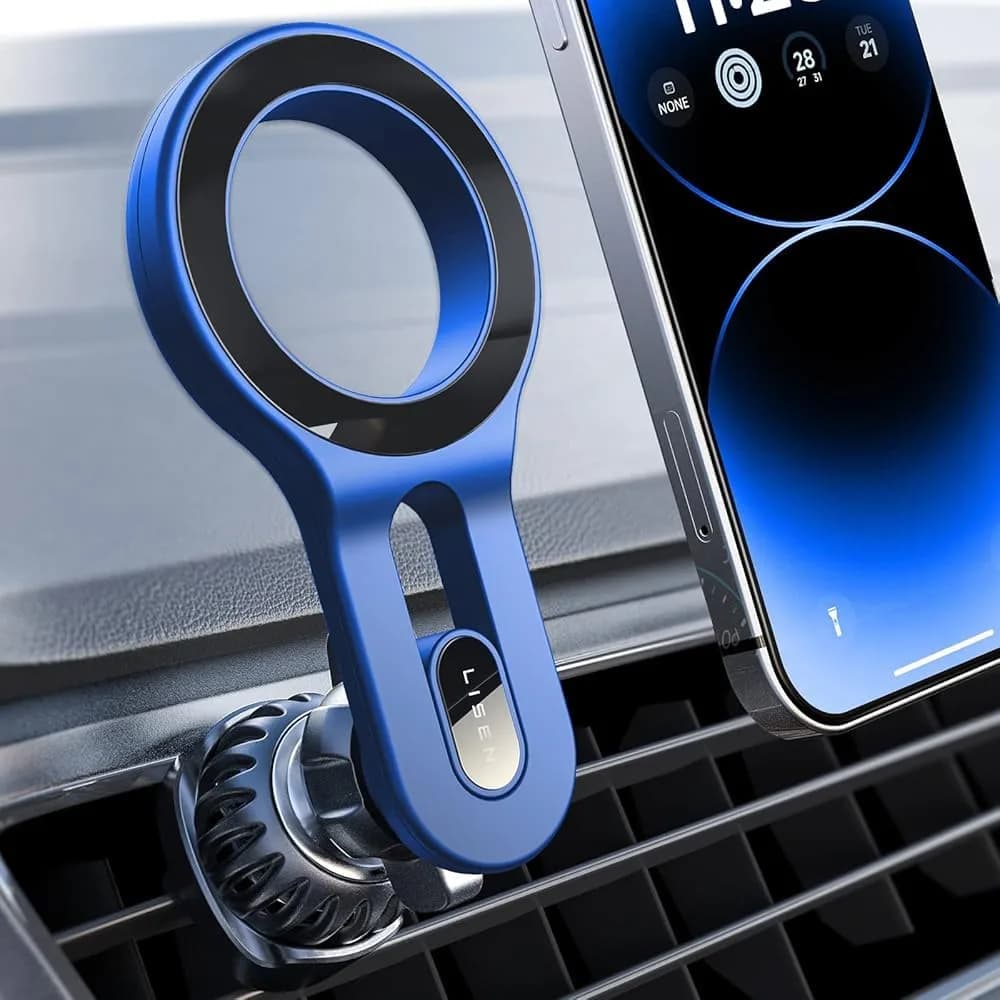 LISEN Magnetic Car Mount for iPhone 12-17 & All Smartphones, 22 Upgraded Magnets, Blue | Secure Air Vent Holder - main product image