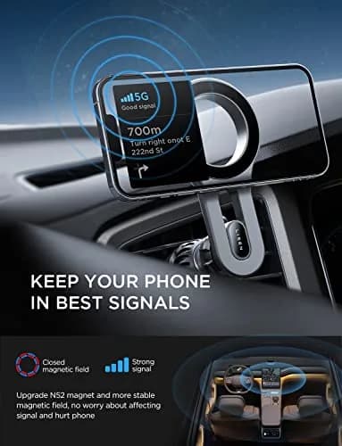 LISEN Magnetic Car Mount for iPhone 12-17 & All Smartphones, 22 Upgraded Magnets, Blue | Secure Air Vent Holder thumbnail 4