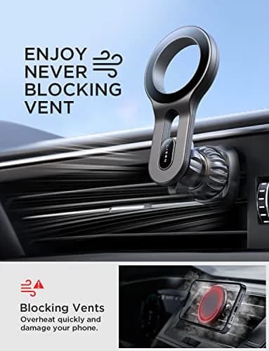 LISEN Magnetic Car Mount for iPhone 12-17 & All Smartphones, 22 Upgraded Magnets, Blue | Secure Air Vent Holder thumbnail 5