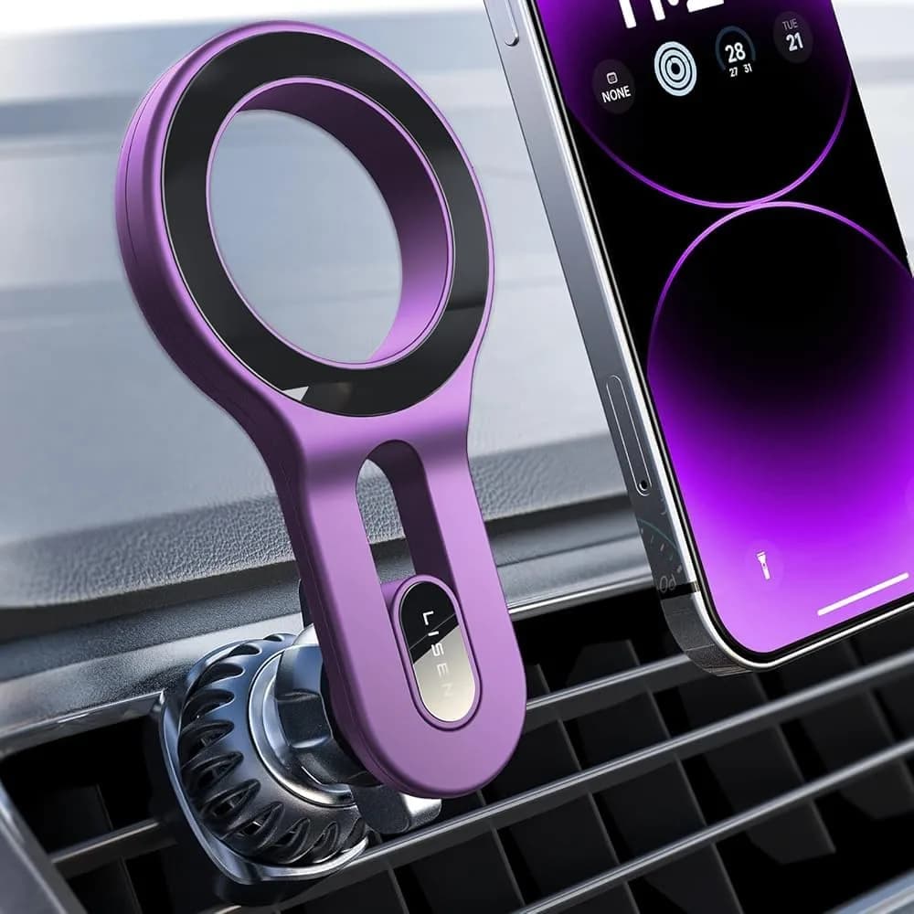 LISEN MagSafe Car Mount, Magnetic Phone Holder for Car Vent with 22 Upgraded Magnets | Purple - main product image