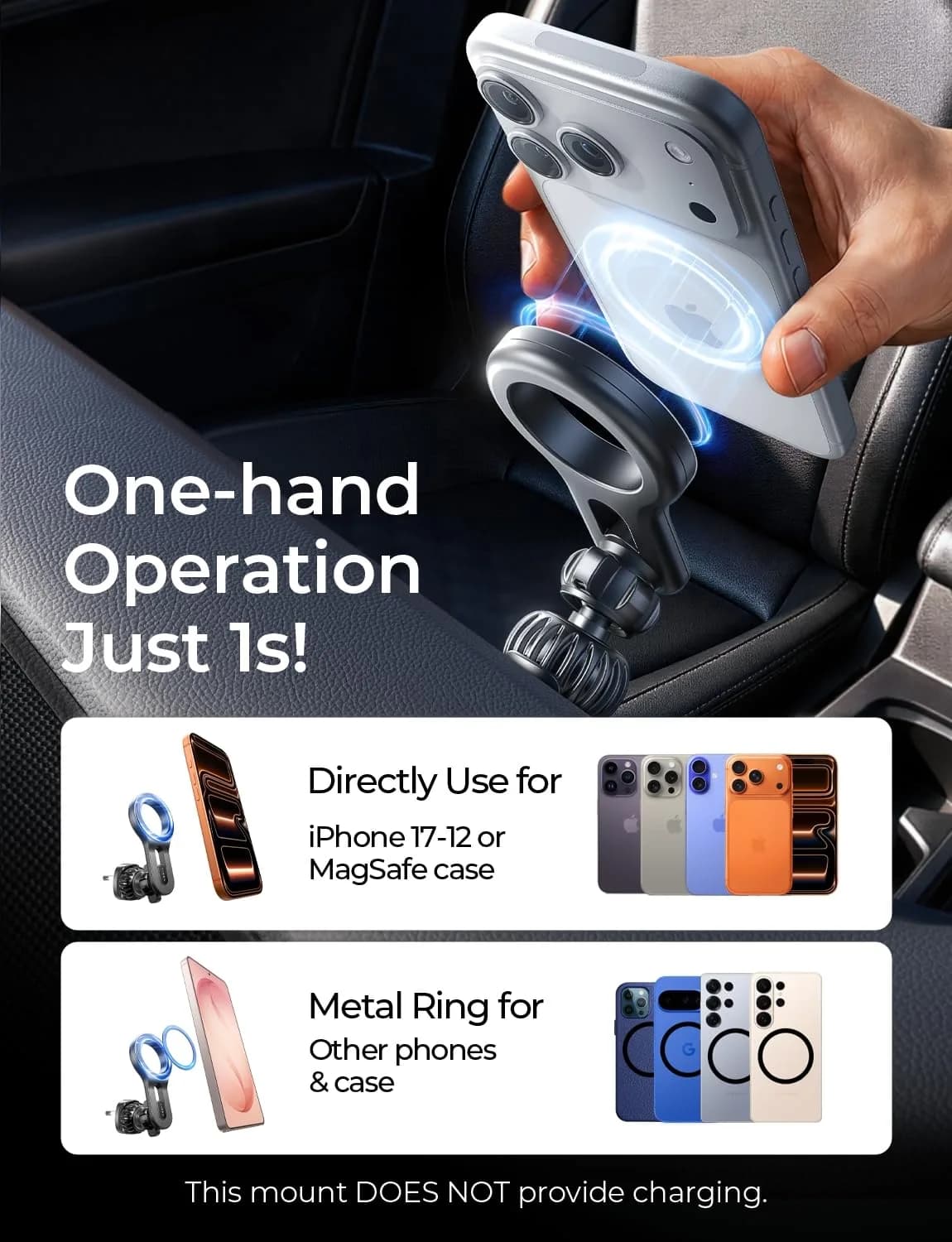 LISEN MagSafe Car Mount, Magnetic Phone Holder for Car Vent with 22 Upgraded Magnets | Purple - view 5