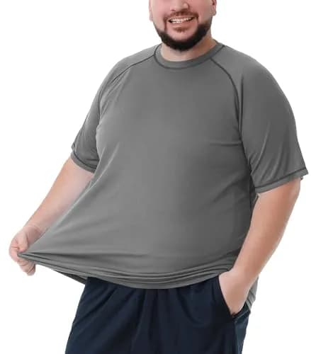 Idtswch Men's Big & Tall UPF 50+ Rash Guard Swim Shirt Gray 3XL (156 g) | Quick Dry Sun Protection thumbnail 1
