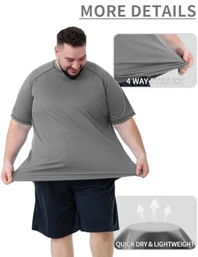 Idtswch Men's Big & Tall UPF 50+ Rash Guard Swim Shirt Gray 3XL (156 g) | Quick Dry Sun Protection thumbnail 4