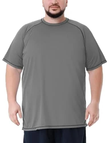 Idtswch Men's Big & Tall UPF 50+ Rash Guard Swim Shirt Gray 3XL (156 g) | Quick Dry Sun Protection thumbnail 2