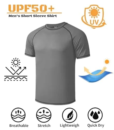 Idtswch Men's Big & Tall UPF 50+ Rash Guard Swim Shirt Gray 3XL (156 g) | Quick Dry Sun Protection thumbnail 3