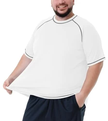 Idtswch Big & Tall Swim Shirt UPF 50+ Sun Protection Quick Dry White | Rash Guard for Men thumbnail 1