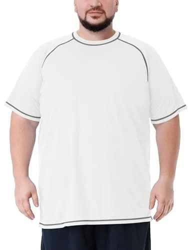 Idtswch Big & Tall Swim Shirt UPF 50+ Sun Protection Quick Dry White | Rash Guard for Men thumbnail 2