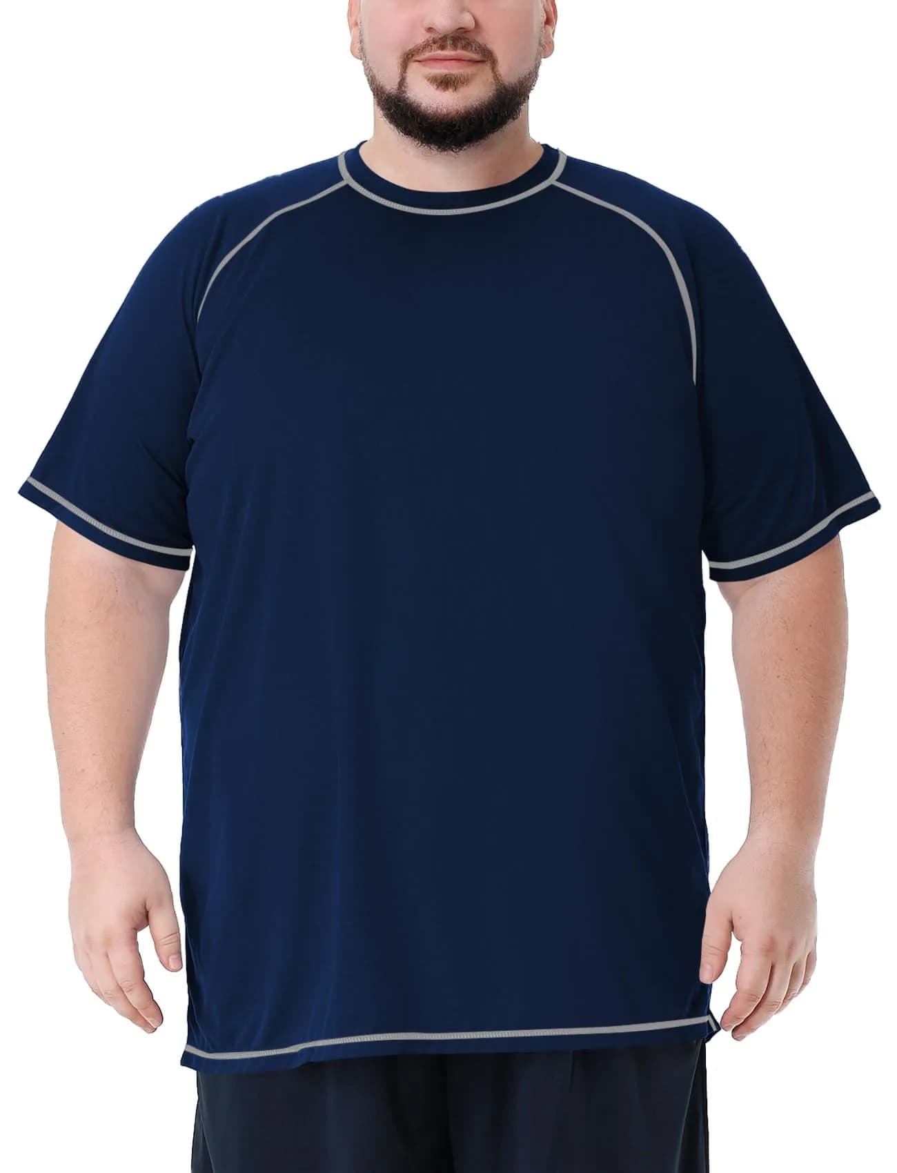 Idtswch Men's Big & Tall Rash Guard Swim Shirt UPF 50+ Sun Protection Quick Dry T-Shirt Navy 4X-Large Big Tall | Moisture-Wicking for Activewear — Navy