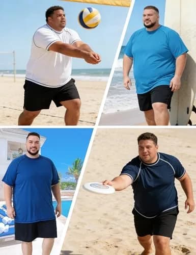 Idtswch Men's Big & Tall Rash Guard Swim Shirt UPF 50+ Sun Protection Quick Dry T-Shirt Navy 4X-Large Big Tall | Moisture-Wicking for Activewear thumbnail 6
