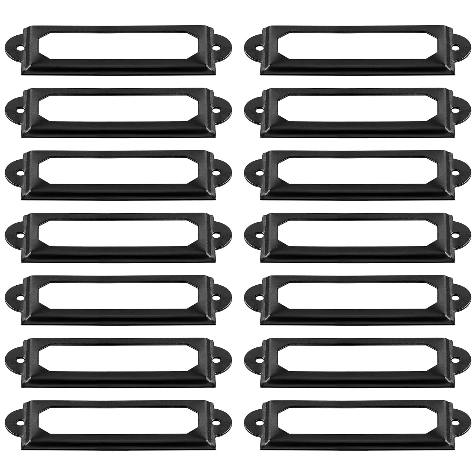 suiwotin Metal Label Holder, 60mm x 17mm | Rustproof, Corrosion Resistant, File Drawer Label Frames — Black