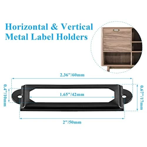 suiwotin Metal Label Holder, 60mm x 17mm | Rustproof, Corrosion Resistant, File Drawer Label Frames thumbnail 2