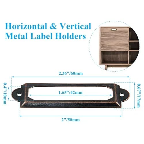 suiwotin Metal Label Holder, 60mm x 17mm | Rustproof File Drawer Labels for Office & School thumbnail 2