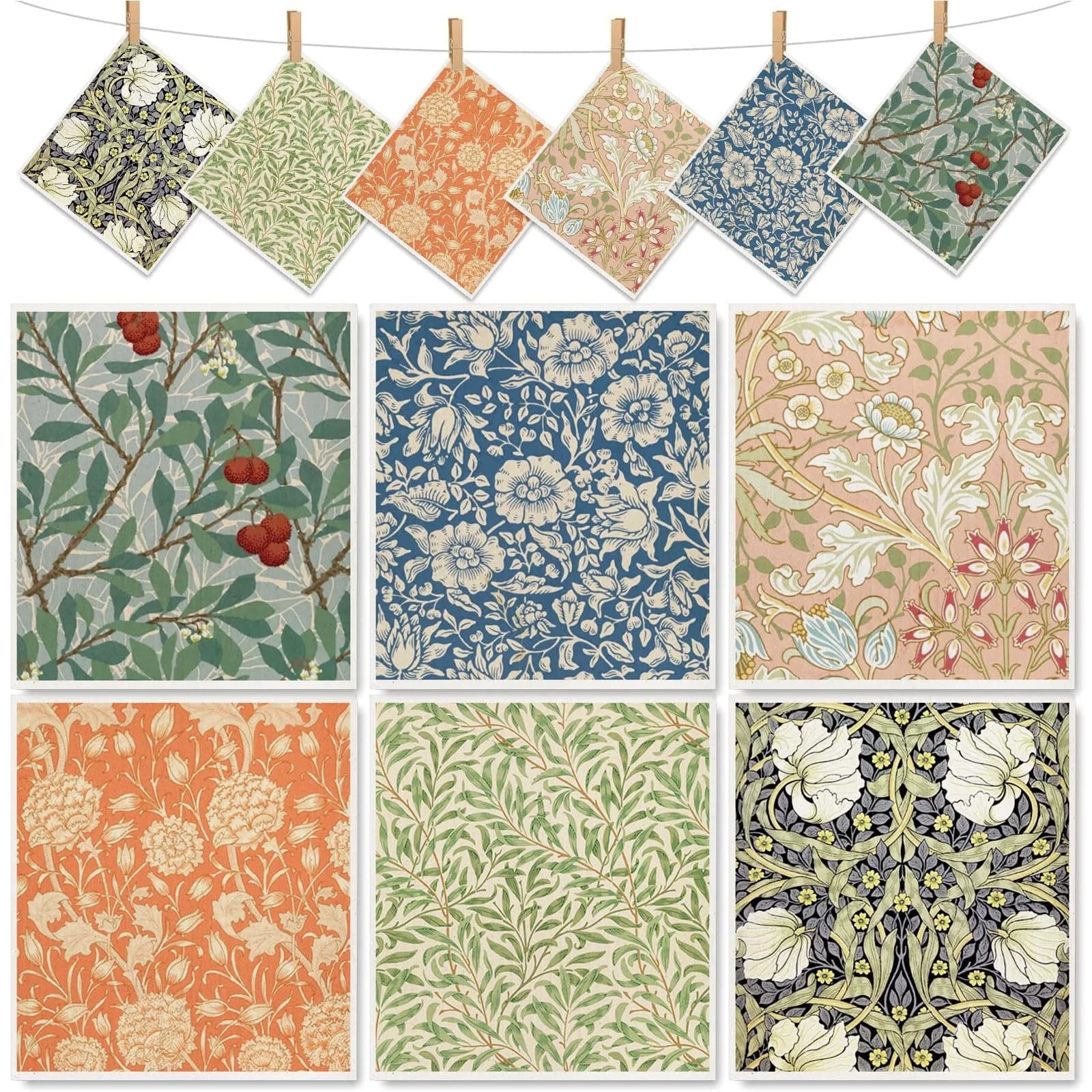 Whaline Vintage Floral Swedish Kitchen Dishcloth, 6 Pcs | Absorbent Cotton, Retro Design for Daily Use — Multicolor