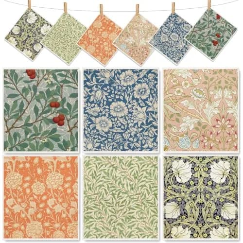 Whaline Vintage Floral Swedish Kitchen Dishcloth, 6 Pcs | Absorbent Cotton, Retro Design for Daily Use thumbnail 1