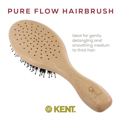 Kent LPF1 Pure Flow Oval Cushion Vented Hair Brush with Boar Bristle & Nylon Bristle, 21.9cm (8.62in) | Blowdry Detangle Volume Curls thumbnail 4