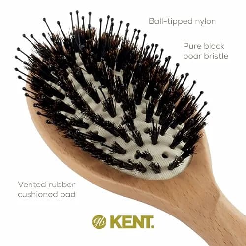 Kent LPF1 Pure Flow Oval Cushion Vented Hair Brush with Boar Bristle & Nylon Bristle, 21.9cm (8.62in) | Blowdry Detangle Volume Curls thumbnail 6