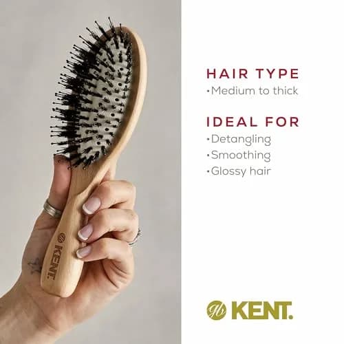 Kent LPF1 Pure Flow Oval Cushion Vented Hair Brush with Boar Bristle & Nylon Bristle, 21.9cm (8.62in) | Blowdry Detangle Volume Curls thumbnail 7