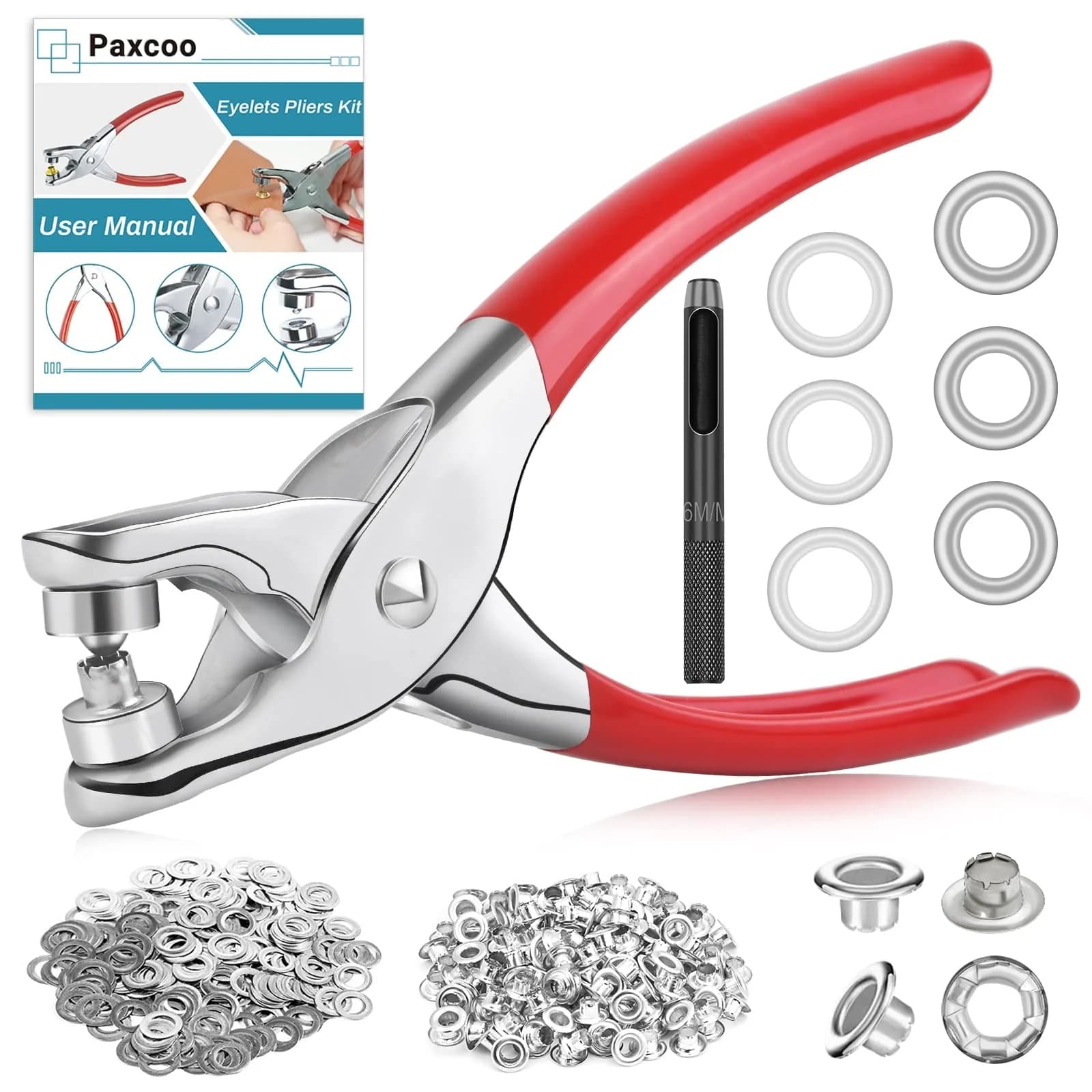 PAXCOO Grommet Tool Kit 6mm 1/4 Inch | Light-Duty Eyelet Kit for Leather & Crafts