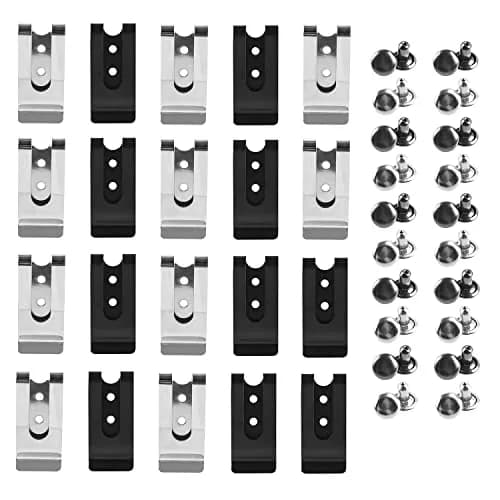 Wzttdm Metal Belt Clip with Rivets (20 Pairs Black, 20 Pairs Silver) | Heavy Duty Holster Fastener for Leather Crafts thumbnail 1