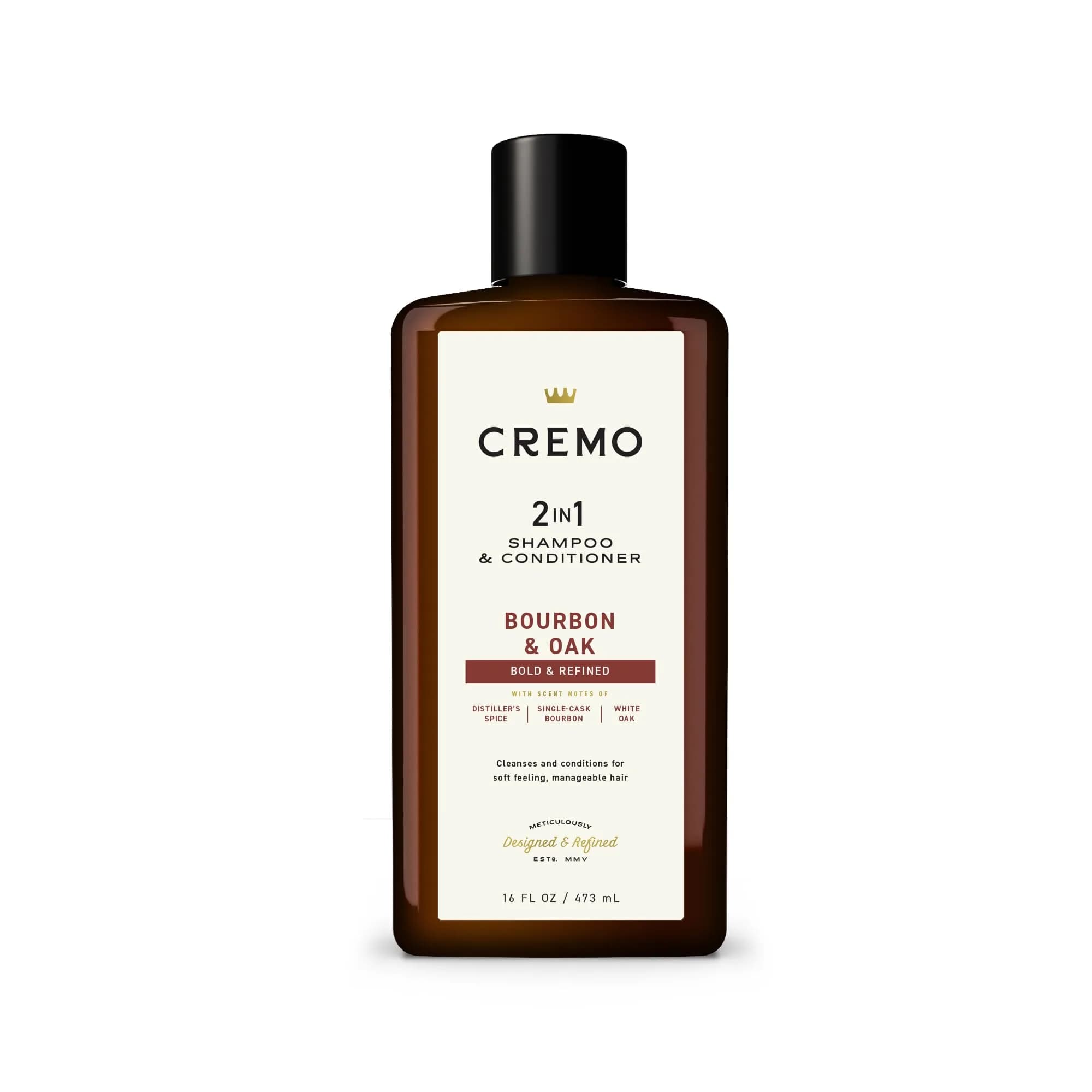 Cremo 2-in-1 Shampoo & Conditioner, Bourbon & Oak, 473ml (16 Fl Oz) | For All Hair Types - main product image