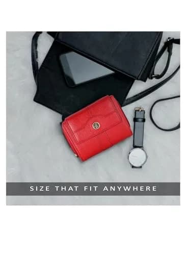 HAMMONDS FLYCATCHER Red Leather Ladies Wallet with 14 Card Slots | RFID Blocking Clutch Purse for Women thumbnail 5