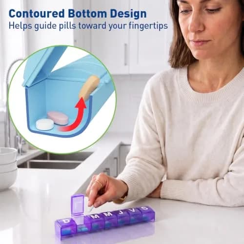 EZY DOSE Weekly Pill Organizer Large Spanish Compartments | 7-Day Medication Planner thumbnail 4