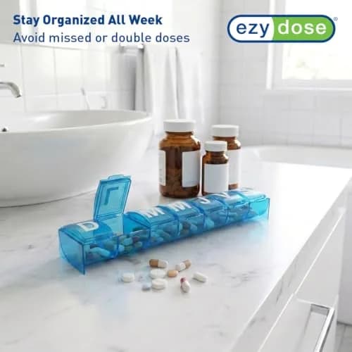 EZY DOSE Weekly Pill Organizer Large Spanish Compartments | 7-Day Medication Planner thumbnail 6