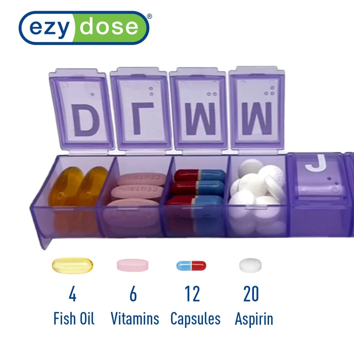 EZY DOSE Weekly Pill Organizer Large Spanish Compartments | 7-Day Medication Planner - view 3