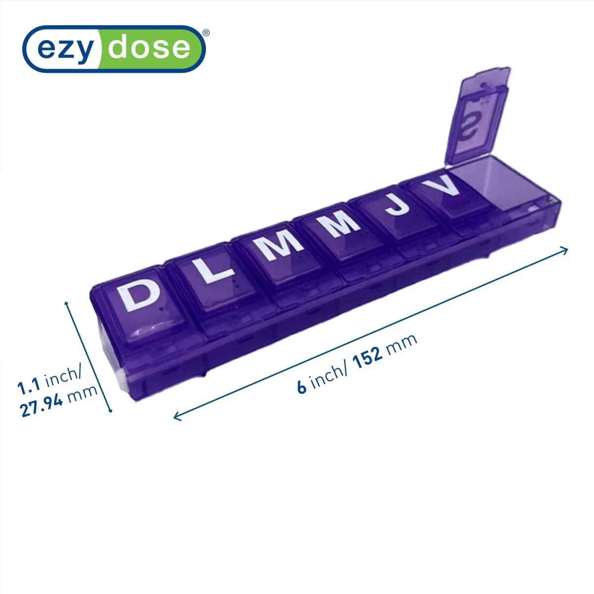 EZY DOSE Weekly (7-Day) Pill Organizer, Large Medicine Case, 4 Compartments | BPA-Free, Portable, Color May Vary - view 2