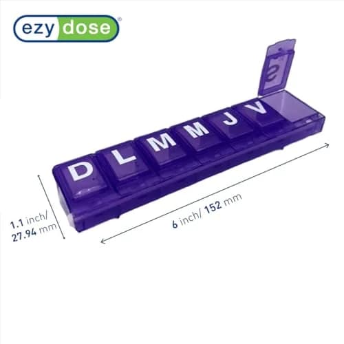 EZY DOSE Weekly (7-Day) Pill Organizer, Large Medicine Case, 4 Compartments | BPA-Free, Portable, Color May Vary thumbnail 2