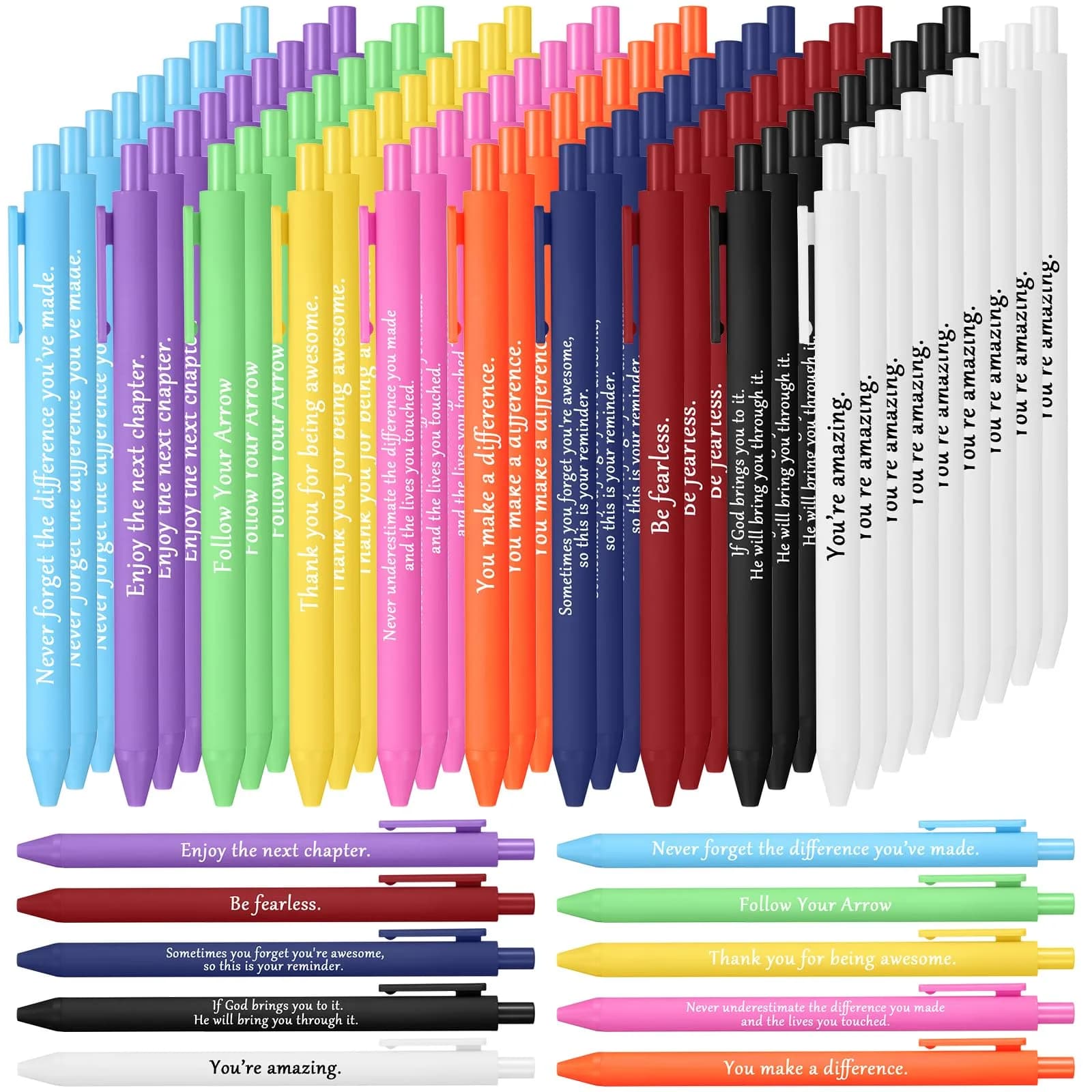 Teling 100 Pcs Inspirational Pens Bulk, Classic Colors, Classic Style | Smooth Writing, Bulk Pack - main product image