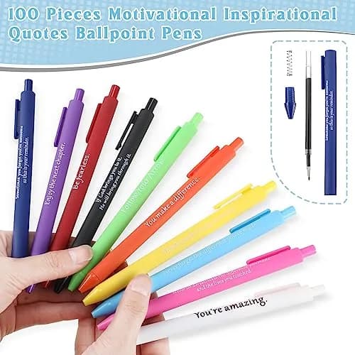 Teling 100 Pcs Inspirational Pens Bulk, Classic Colors, Classic Style | Smooth Writing, Bulk Pack thumbnail 4