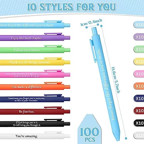 Teling 100 Pcs Inspirational Pens Bulk, Classic Colors, Classic Style | Smooth Writing, Bulk Pack thumbnail 2